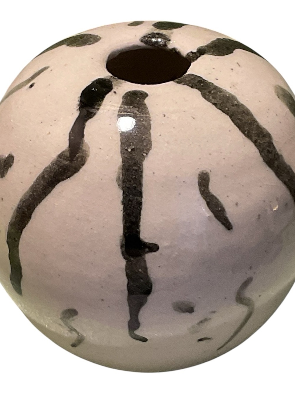Pottery Bud Vase Glazed White with Green Drip